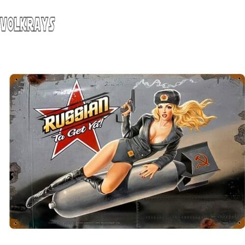 Volkrays Beauty Car Sticker Retro Russian Nose Art Sexy Pin-Up Girl Refit Waterproof Sunscreen Decal Accessories Vinyl,13cm*8cm