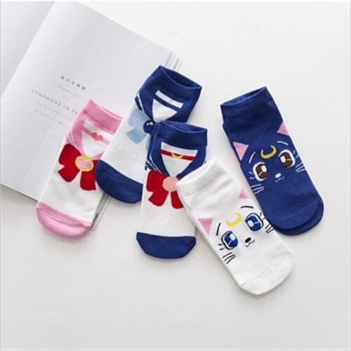New Original Design New Product Cute Kawaii Playful Cat Sailor Moon Breathable Funny Female Socks High Quality Socks