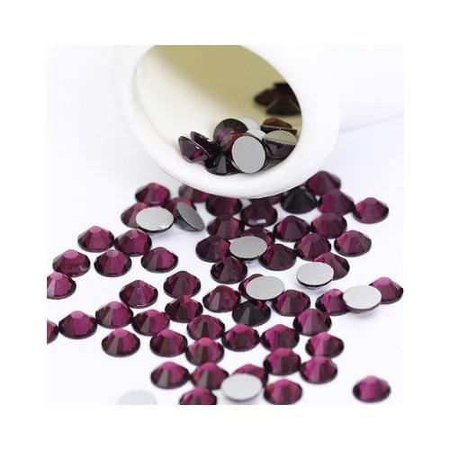 NEW Rhinestones Deep Purple Ss3 -ss34 Flat Back 3D Nail Art Crystal Decorations Glue on for Nails diy shose phone shell etc