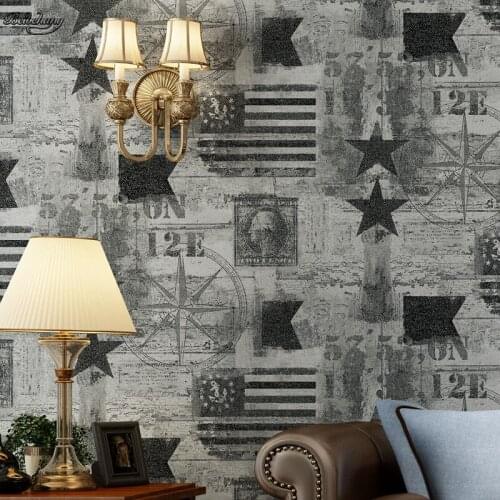 Beibehang Retro American Nonwovens Wallpaper Star Washington Pattern Simple and Warmer Bedroom Living Room TV Background