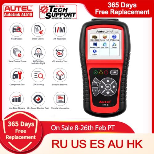 Original Autel AL519 OBD2 Scanner Car Diagnostic Tool AutoLink AL519 OBD ll Scan Tool Code Reader EOBD Diagnostic Tool Scanner