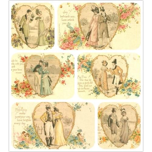 Retro Victorian Couple Hand dyed 31*20CMX6PCS Assorted Cotton Linen Printed Quilt Fabric For DIY Sewing Patchwork Home Textile D