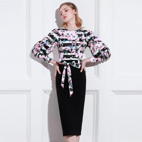 High End Printing Celebrity Temperament, Slim And Retro Hepburn Buttocks, Autumn And Winter New Pencil Dress