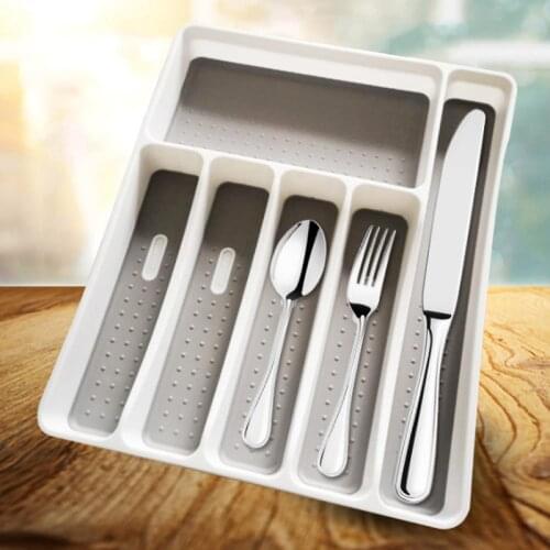 Separation Western Style Gray 40*32*4.5CM Drawer Cutlery Tray Kitchen Drawer Organizer 1Pcs Kitchen Accessories PP/TPR