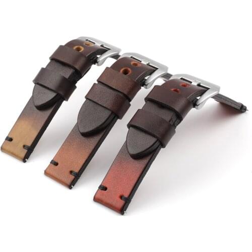 Cowhide Watch Strap Vintage Genuine Leather 20mm Women Men Fashion Red Leather Watchband Quick Release Strap Watch Accessories