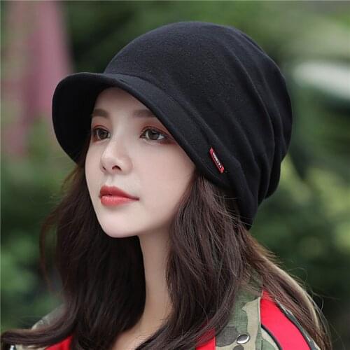 Women Knitted Head Cap Ladies Fashion Outdoor Windproof Warm Thicken Brim Hats Solid Color Hat For Female New Autumn Winter Hat
