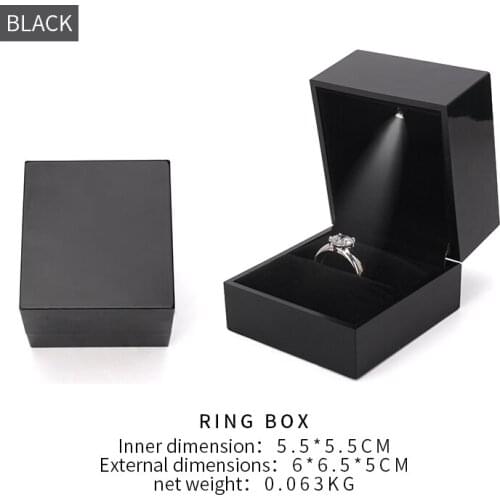7 Colors Led Black Wedding Ring Display Jewelry Box Female Earring Necklace Bracelet Showcase Jewellery Holder For Lover Gift