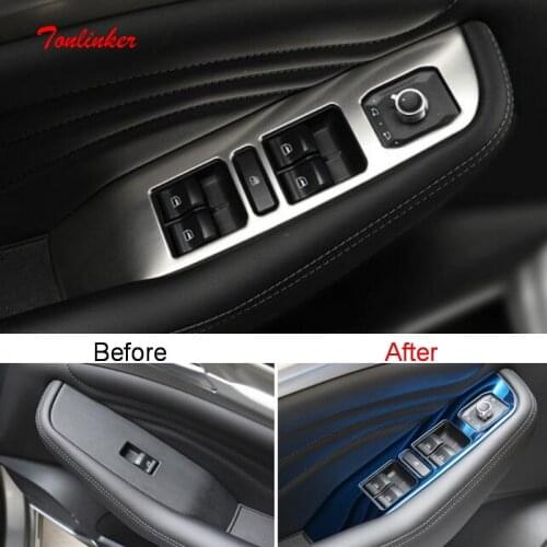 Tonlinker Interior Windows Control Cover stickers for Haval F7/F7X 2018-19 Car Styling 4 Pcs stainless steel Cover stickers