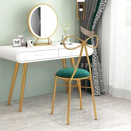 Dressing stool dressing table modern minimalist bowknot net red backrest nail table and chair bedroom ins Nordic girl