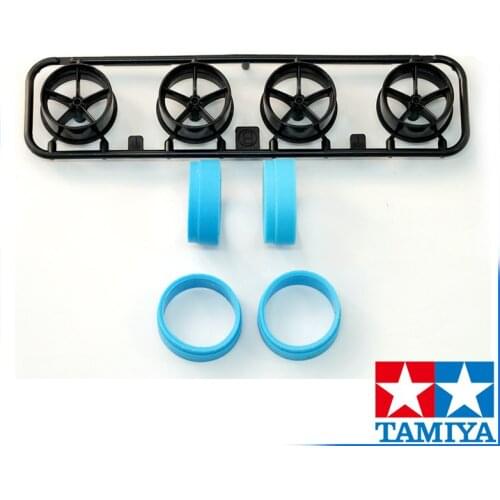 1Set Tamiya Large Diameter Trimmed Tires with Carburized Five-claw Wheels Stepped/Thin 95254 Spare Parts for Mini 4WD Car Model