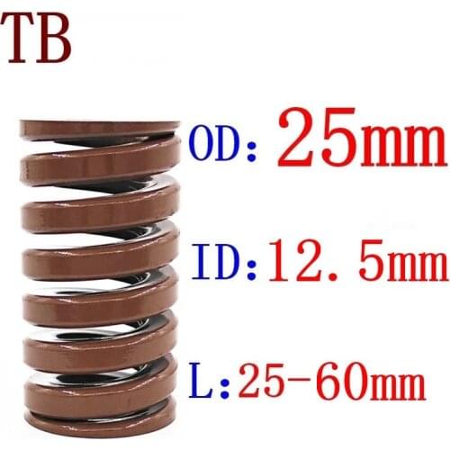 1Pcs Od 25mm Id 12.5mm Length 25-60mm Brown spring X heavy load Spiral Stamping Compression Die Helical Spring