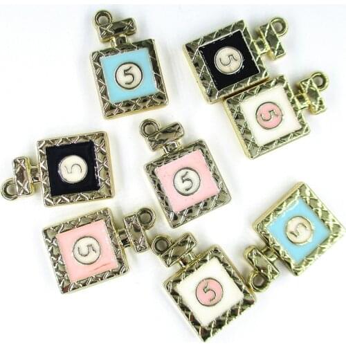 10pcs/lot Alloy Enamel Cute numeral 5 word perfume bottle For Jewelry Making Bracelet Necklace DIY Woman Earrings Findings