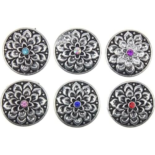 10pcs/lot Mixed Beauty Flower Rhinestone 18mm Snap Buttons fit DIY Snap Bracelets&Bangles Jewelry For Women