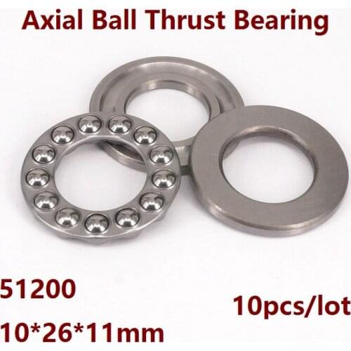 10pcs/lot High Quality 51200 10*26*11mm Axial Ball Thrust Bearing plane thrust ball bearing 10×26×11mm