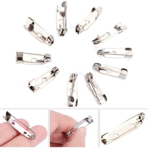 10 PCs Silvery White Brooch Pins 1.5/3/4cm Brooch Safety Lock Pin Fashion Simple DIY Brooch Jewelry Accessory Parts