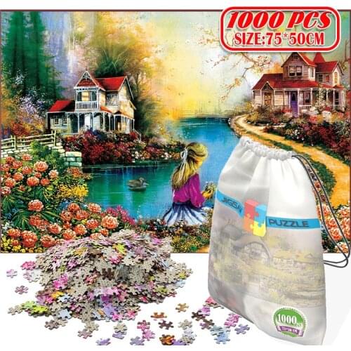 1000Pcs Rose Garden 3D Jigsaw Puzzles Adults Game Toys for Toys Boring Game Building Assembling Educational Toys
