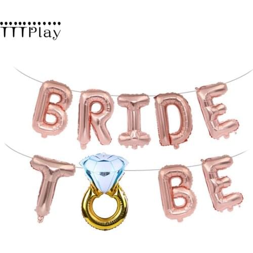 16inch Rose Gold Silver Bride to be Letter Foil Balloons Diamond Ring Balloon Wedding Bridal Shower Hen Party Favors Decorations
