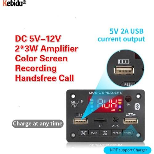 2*3W Amplifier Wireless Bluetooth Handsfree MP3 WMA Decoder Board 5V 12V Audio Module Support USB TF AUX FM Radio Recording