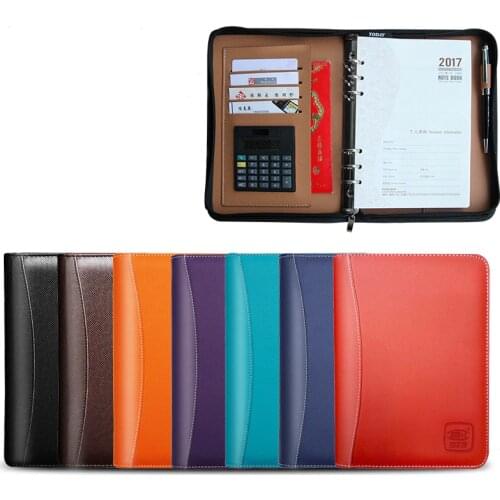 A6 A5 B5 PU leather travel journal agenda planner daily memo notebook padfolio with inner pages zipper 6 ring binder gift 1086B