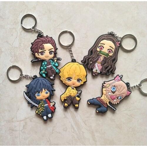 Demon Slayer Soft PVC Keychain Kimetsu No Yaiba Kamado Tanjirou Cosplay Fashion Creativity Pendant Cartoons Keyring Jewelry