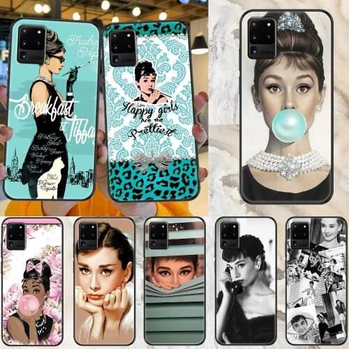 Audrey Hepburn Phone case For Samsung Galaxy Note 4 8 9 10 20 S8 S9 S10 S10E S20 Plus UITRA Ultra black silicone cell cover