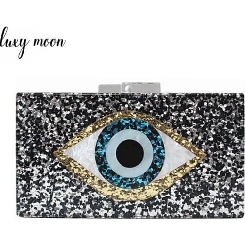 Acrylic Clutch Bag Women Elegant Cartoon Eye Evening Bag Fashion Sequin Female Clutch Purses Party Lady Shoulder Bag ZD1177