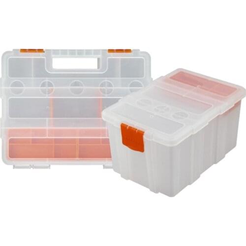 Hardware Plastic Transparent Parts Storage Box With Locking Handle Removable Compartment Suitable for Manual Maintenance