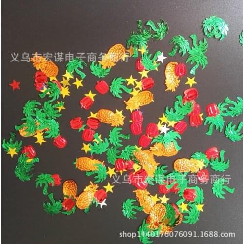 Hawaiian Style/confetti /Coconut/pineapple/green pepp/15 grams Sequins PVC Flat for DIY Card Making Craft Color Collection