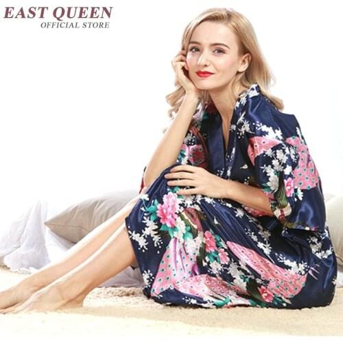 Bridesmaid robes ladies silk wedding robes satin bridesmaid robes de soiree kimono long robe KK1353 H