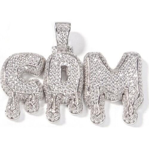 Customized Personality Letters Name Logo Pendants Necklaces for Men Hip Hop CZ Stone Bling Iced Out Rapper Jewelry Drop Shipping