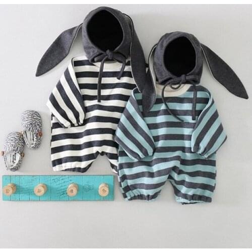 2021 Baby Striped Jumpsuit Cute Newborn Girls Clothes Autumn Christmas Rompers For Boys Long Sleeve Toddler Costume 0-24m Outfit
