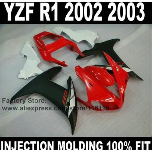 Full injection mold fairings kits for YAMAHA YZF R1 2002 2003 R1 02 03 red black fairing kit parts