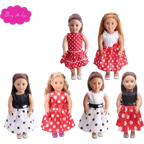 Doll clothes polka dot dresses many styles fit 18 inch Girl dolls and 43-cm baby dolls clothing accessories c42
