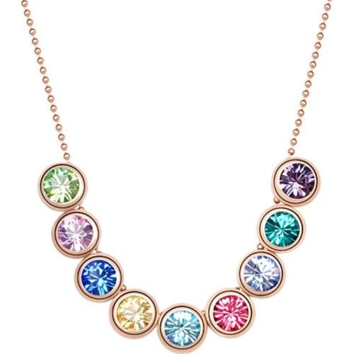 11.11 Multicolor Necklace Made with Austria Crystal Top Quality Rose Gold Color Plated Fashion Circle Round Charm Design Jewlery