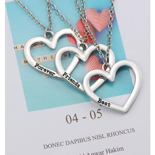 Fashion 3 Piece Set Best Friend Letter Necklace Hollow Love Alloy Pendant Charm Women Jewelry Accessories 2021 Free Shipping