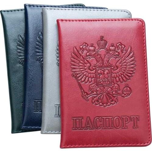 New 8 Colors Russian National Emblem Passport Cover Men Women PU Leather Travel Passport Holder Case Card ID Holder 14*9.8cm