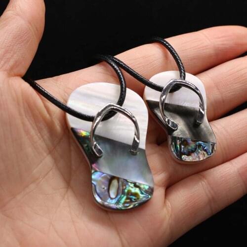 Natural Shell Necklace With Shoes-Shaped Pendant Leather Cord 2MM Charms For Elegant Women Love Romantic Gift