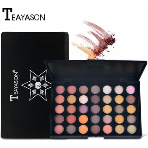 TEAYASON 35 Colors Gliltter Eyeshadow Palette Matte Eye Shadow Pallete Shimmer Shine Nude Make Up Palette Set Kit Cosmetic Women