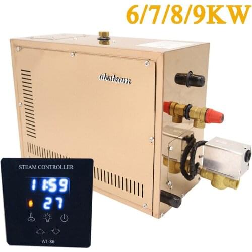 9KW Automatic Stainless Steel Steam Generator Automatic Descaling Sauna Room Steam Bath Machine For Spa Room Digital Controller