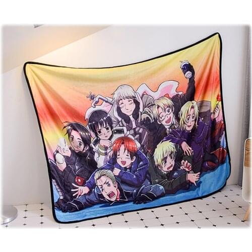 Anime Hetalia Cartoon Velvet Plush Throw Blanket Floral Printed for Kids Girls Blanket for Couch Thin Quilt
