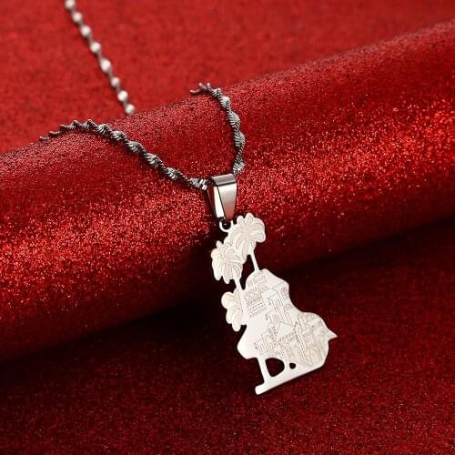 Stainless Steel Allah Name Iraq Map Pendant Necklaces Map Of Iraq Charm Jewelry