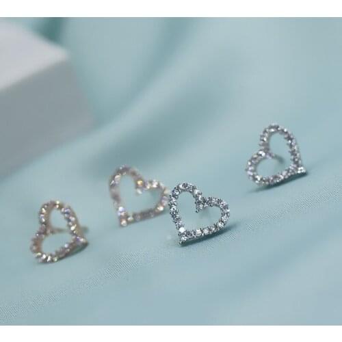 Simple Heart Queen earring AAAAA zircon cz Real 925 Sterling silver Party Wedding Stud Earrings for women Bridal Cute jewelry
