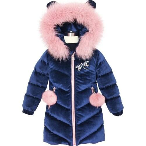 Girls Down Parkas Jackets 2019 Winter Clothes Girl Coats Warm Fur Collar Hooded Long Down Coats for Children Outerwear Clothes
