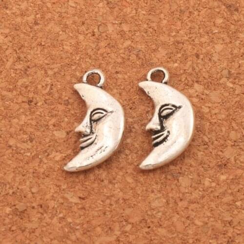 Half Face Moon Spacer Charm Beads 19x9mm 42PCS Zinc Alloy Pendants Alloy Handmade Jewelry DIY L110