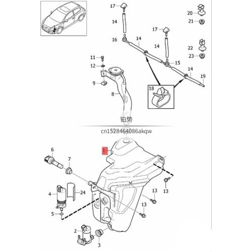 Car headlight cleaning spray water storage tank 2004-vol voC70 S40 C30 XC90 v50 Windshield lighting cleaning kettle