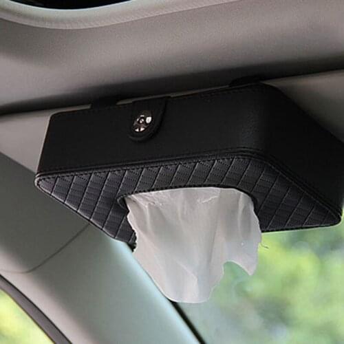 Luxury PU leather Hanging tissue box pumping tray ceiling skylight type tissue box for car napkin Storage holder