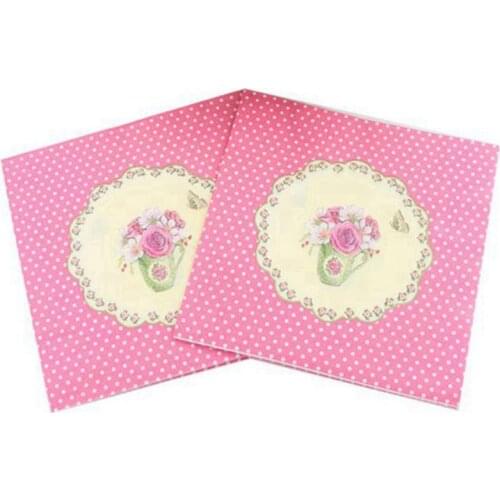 20pcs/set Pink Teacup Napkin Palace style Tissue Flower Napkins 33*33CM Food-grade Tableware For Party Supply