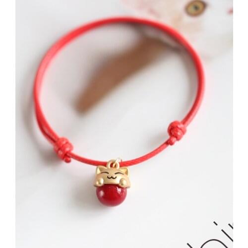 Simple fashion cute artificial bracelet gate alloy plated lucky cat couple hand ornaments girlfriends bracelets 0a1#2602