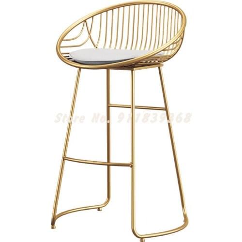 Nordic Net Red Bar Chair Gold Modern Simple Iron High Stool Bar Dining Table Chair Home Back Chair