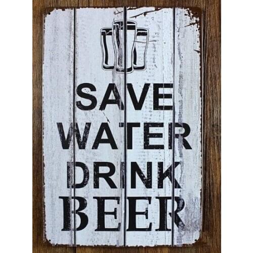 Save Water Drink Beer Guinness Vintage Wall Tin Sign Bar Pub Plaque Sign Large :12X 8 Inches